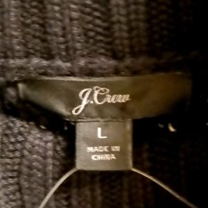 NWT FINAL PRICE J. CREW cotton blend black braided sweater w buttoned sleeves Lg
